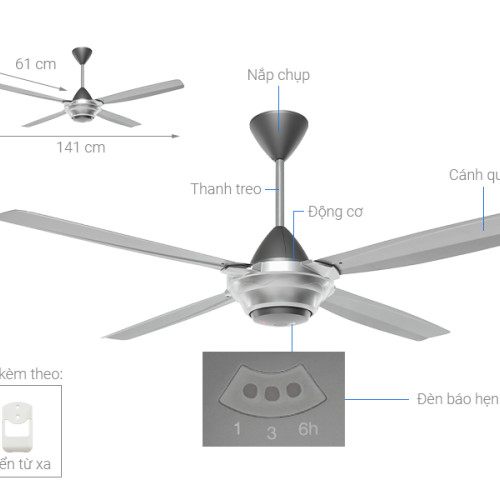 Quạt Trần 4 Cánh KDK M56PR Màu Bạc Quạt Trần 4 Cánh KDK M56PR Màu Bạc