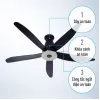 Quạt Trần Panasonic 5 Cánh Màu Đen F-60XDN