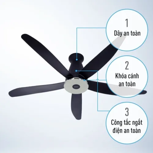 Quạt Trần Panasonic 5 Cánh Màu Đen F-60XDN