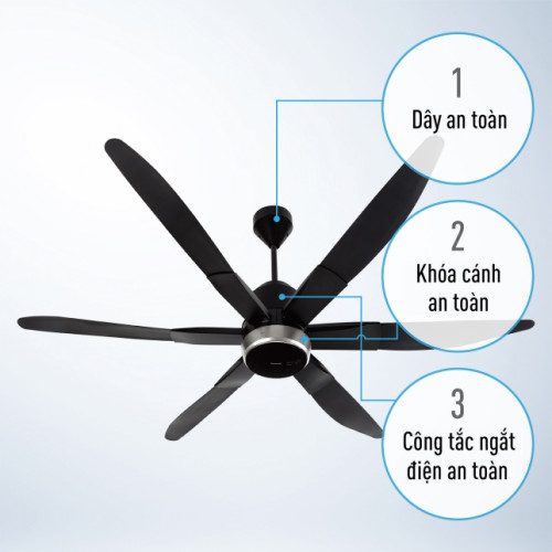 Quạt Trần Panasonic 6 Cánh Màu Đen F-70ZBP