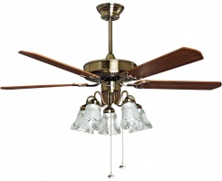 Quạt đèn chùm 5 cánh gỗ tự nhiên hiệu Mountain Air 52WE-1096