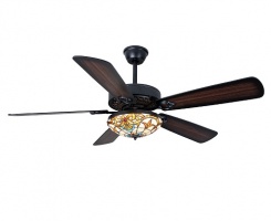 Quạt trần đèn Tiffany 5 cánh gỗ VIFA-78-396